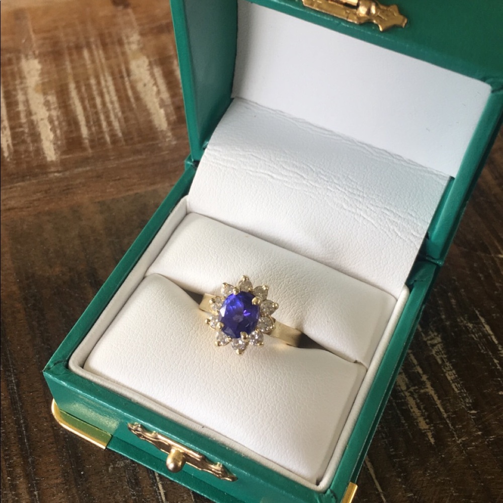 Diamond Tanzanite Ring 14K Yellow Gold - Picture 1 of 3